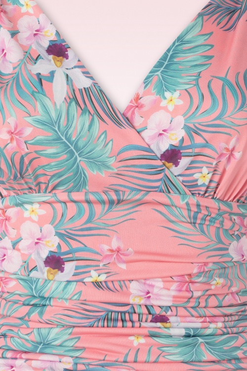 Vintage Chic for Topvintage - Grecian tropical maxi jurk in roze 4