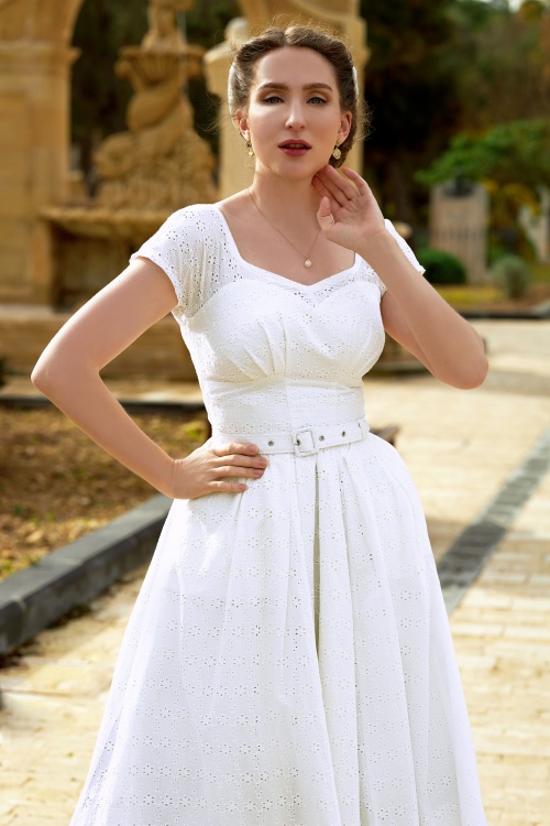 Miss Candyfloss | Honesta May Embroidery Swing Dress in White