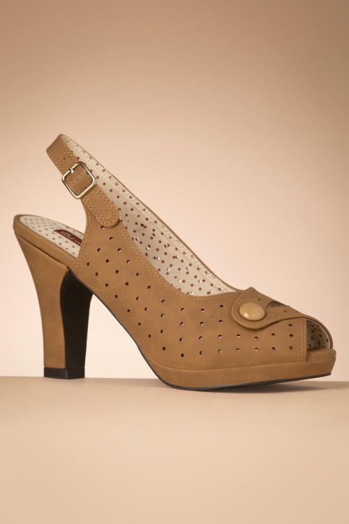B.A.I.T. - Lydia high heeled peeptoe sandaletten in bruin 2
