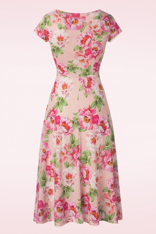 Vintage Chic for Topvintage - Freya Floral Swing Kleid in Pink 2