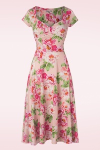 Vintage Chic for Topvintage - Freya floral swingjurk in roze