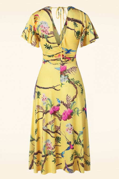 Vintage Chic for Topvintage - Irene Birds swing jurk in geel 2