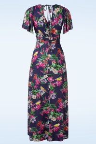 Vintage Chic for Topvintage - Tropical Bird Maxi Dress in Blue 2
