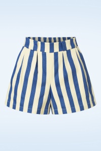 Louche - Hilton Deck Striped Shorts in White and Blue