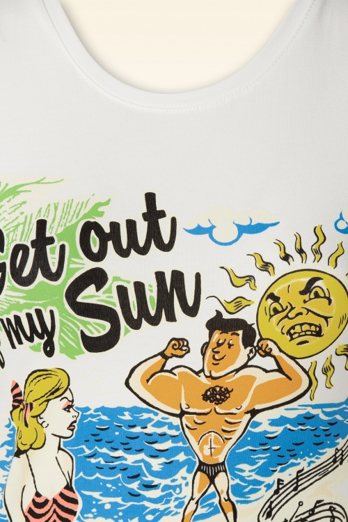 Queen Kerosin - T-shirt Get Out Of My Sun en Blanc 3