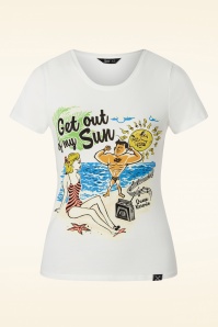 Queen Kerosin - T-shirt Get Out Of My Sun en Blanc