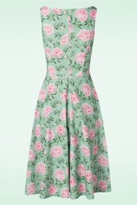 Vintage Chic for Topvintage - Riley flower swing jurk in groen 2