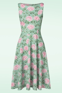 Vintage Chic for Topvintage - Riley flower swing jurk in groen