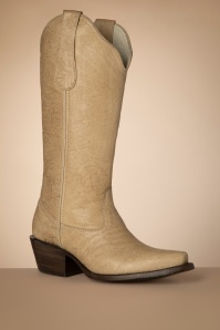 La Pintura - Gabriela Leather Western Boots in Dark Ivory 3