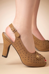 B.A.I.T. - Lydia high heeled peeptoe sandaletten in bruin