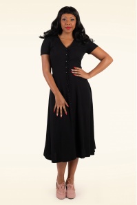Collectif Clothing - Riley Flared Dress in Black 2