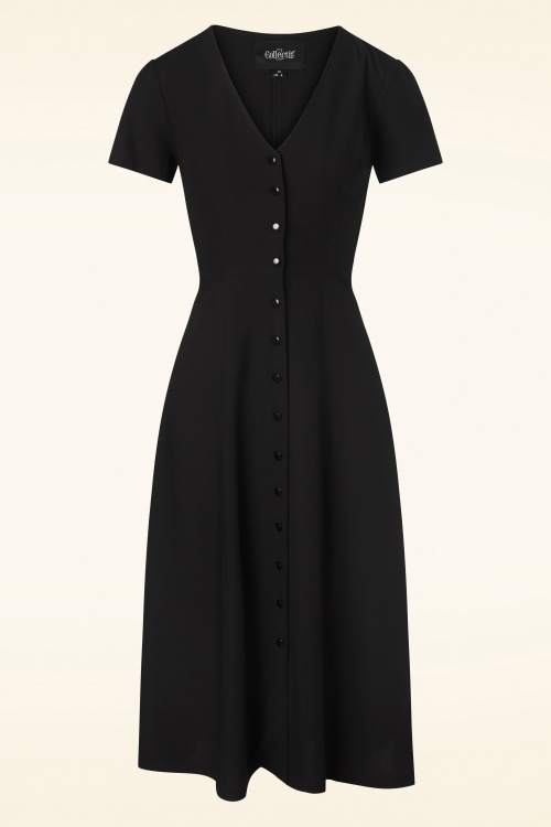Collectif Clothing - Riley Flared Dress in Black