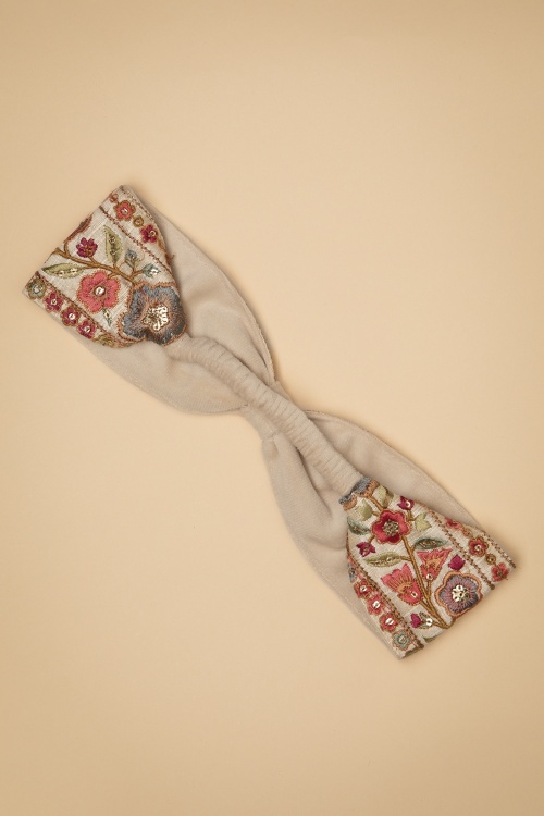 Moonrise - Adhara Flower Hairband in Beige 3