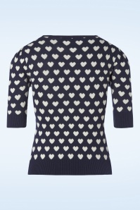 Collectif Clothing - Chrissie Heart Knitted Top in Navy 2