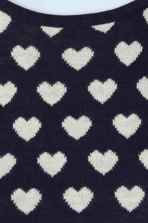 Collectif Clothing - Chrissie Heart Knitted Top in Navy 3