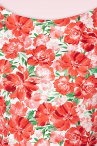 Vintage Chic for Topvintage - Ronanda Swing-Kleid mit Blumenmuster in Weiß und Rot 3