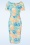 Vintage Chic for Topvintage - Viora flower pencil jurk in blauw