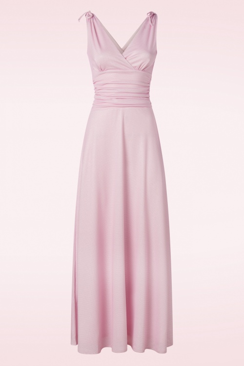 Vintage Chic for Topvintage - Grecian Glitter Maxi Kleid in Rose Shadow