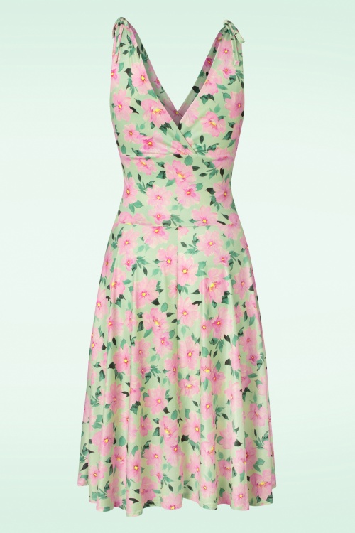 Vintage Chic for Topvintage - Grecian Floral Swing Dress in Mint and Pink 2