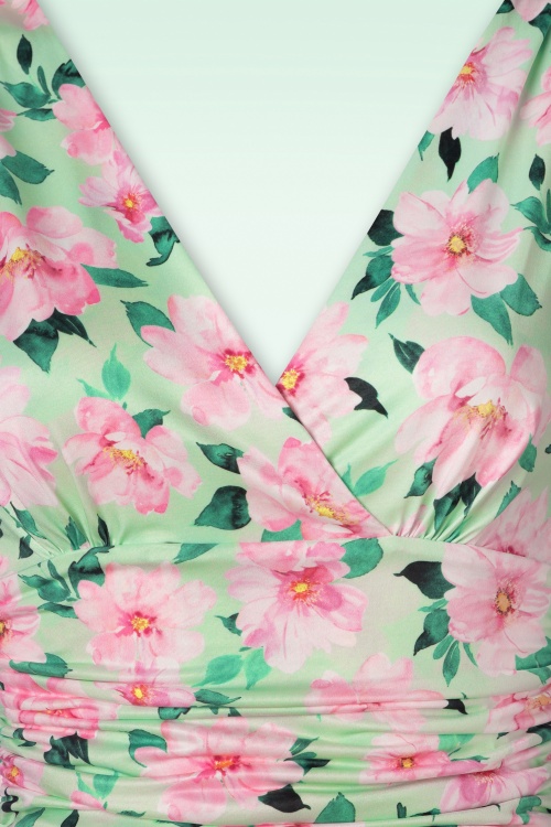 Vintage Chic for Topvintage - Grecian Floral Swing Dress in Mint and Pink 3