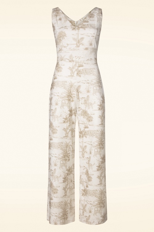 Vintage Chic for Topvintage - Safari-Jumpsuit in Off White