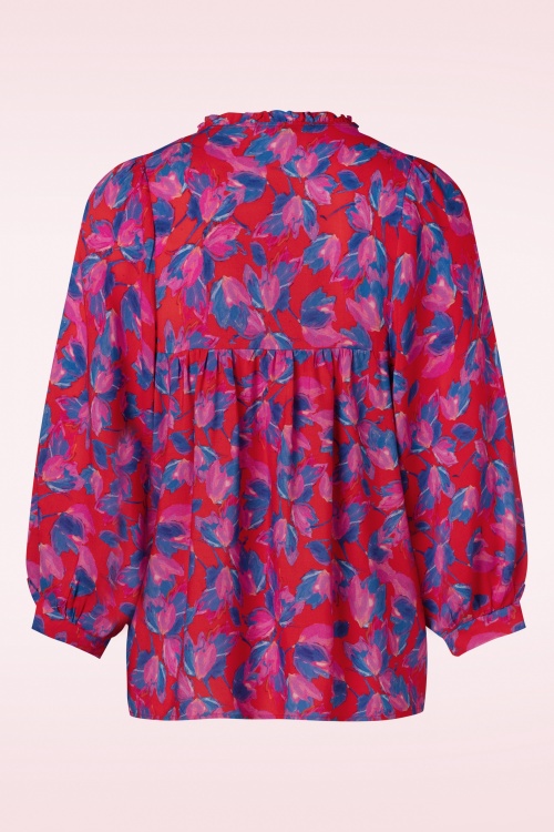 Smashed Lemon - Ylenia Blouse in Red and Cobalt 2