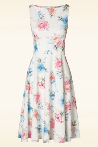 Vintage Chic for Topvintage - Riley Flower Swing Dress in Off White