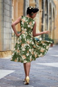 Miss Candyfloss - Poria Asparagus Silky Summer Dress in Olive 3