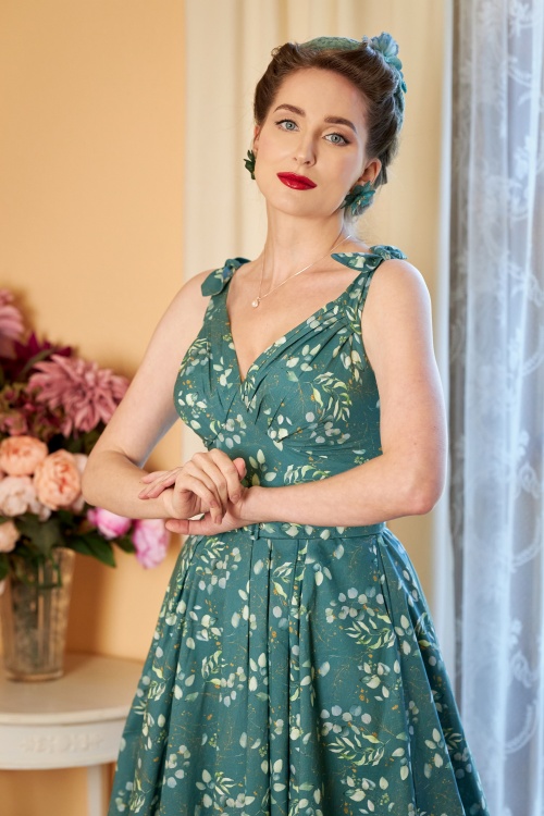 Miss Candyfloss - Klarita Gia Ärmelloses Baumwoll Kleid in Emerald 2