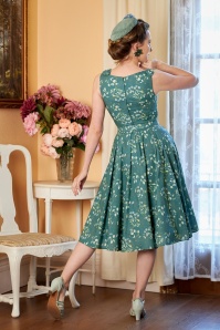 Miss Candyfloss - Klarita Gia Ärmelloses Baumwoll Kleid in Emerald 3
