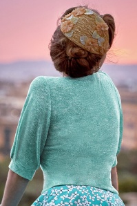 Miss Candyfloss - Asha Tiffany Sheer Knitted Cardigan in Turquoise 3