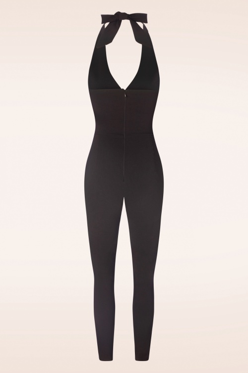 Vintage Chic for Topvintage - Cher halter jumpsuit in zwart 3
