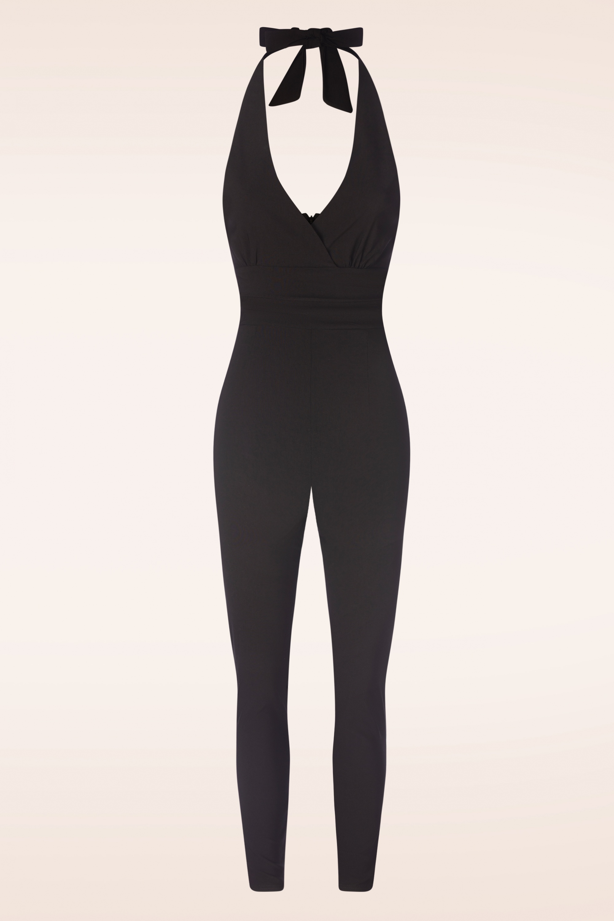 Vintage Chic for Topvintage - Cher halter jumpsuit in zwart