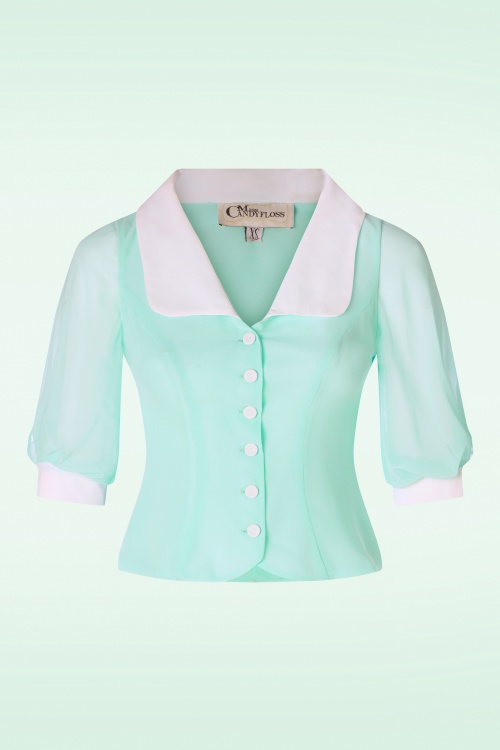 Miss Candyfloss - Sacha Mai sheer organza blouse in mint 2