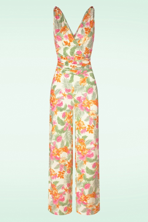 Vintage Chic for Topvintage - Aloha Jumpsuit in White and Orange