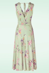 Vintage Chic for Topvintage - Jane floral swing jurk in licht groen 3