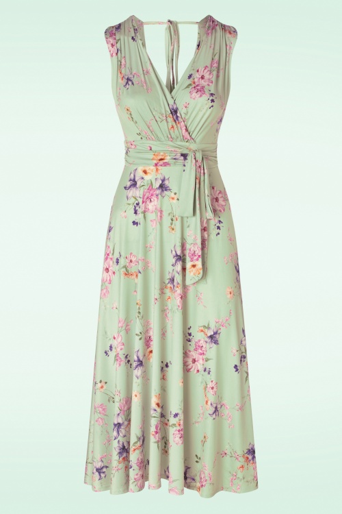 Vintage Chic for Topvintage - Jane Floral Swing Dress in Pale Green