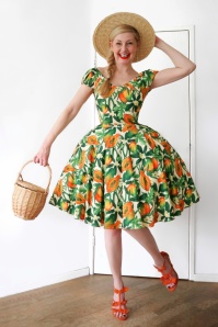 Vixen - Cherie tropisch fruit swing jurk in wit