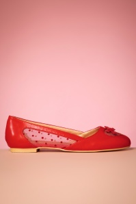 Banned Retro - Elegant Spots Flats in Red