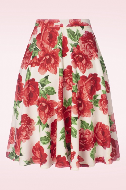Vintage Chic for Topvintage - Roses Swing Skirt in White and Red 2