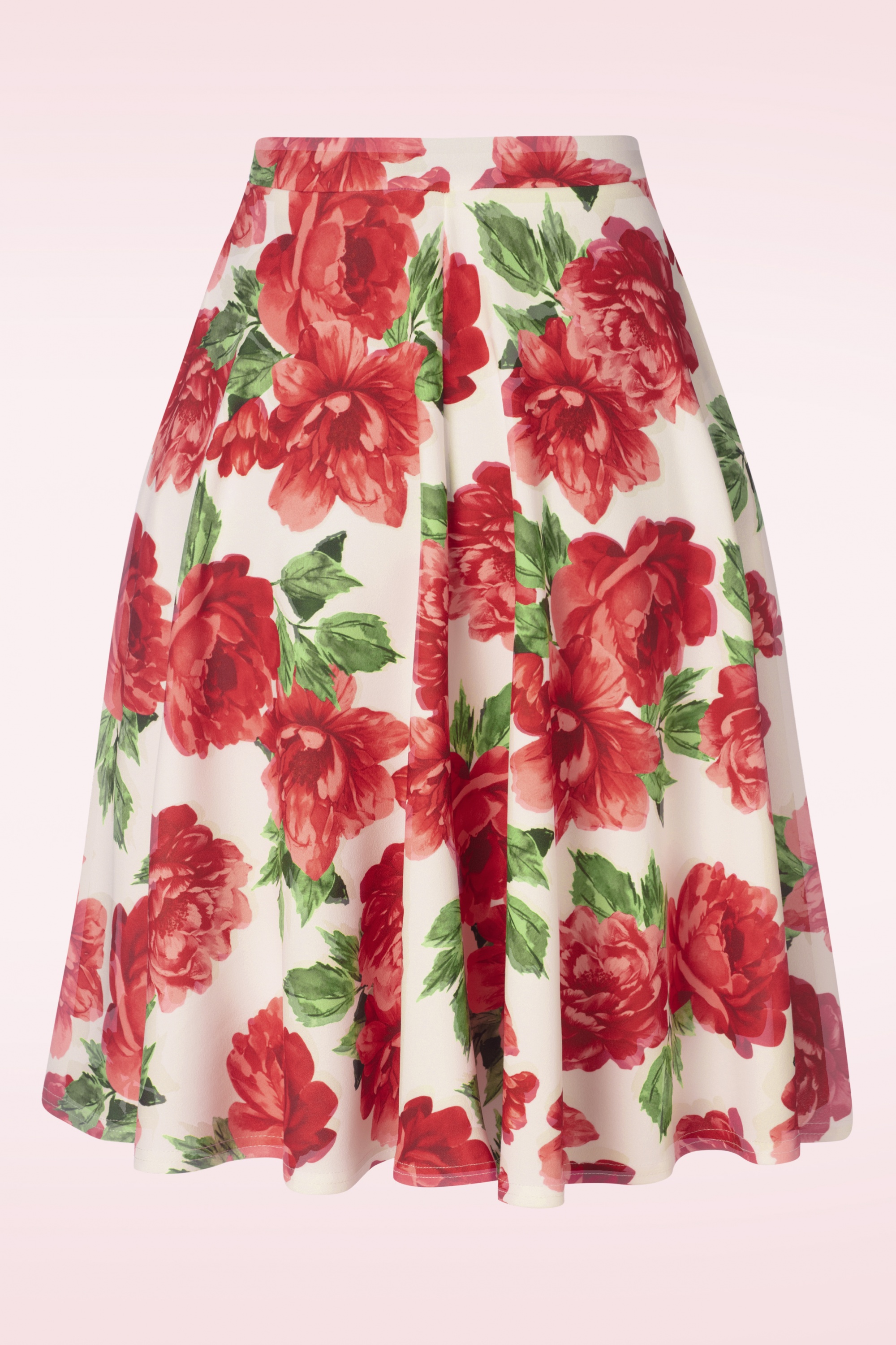 Vintage Chic for Topvintage - Roses swing rok in wit en rood 2