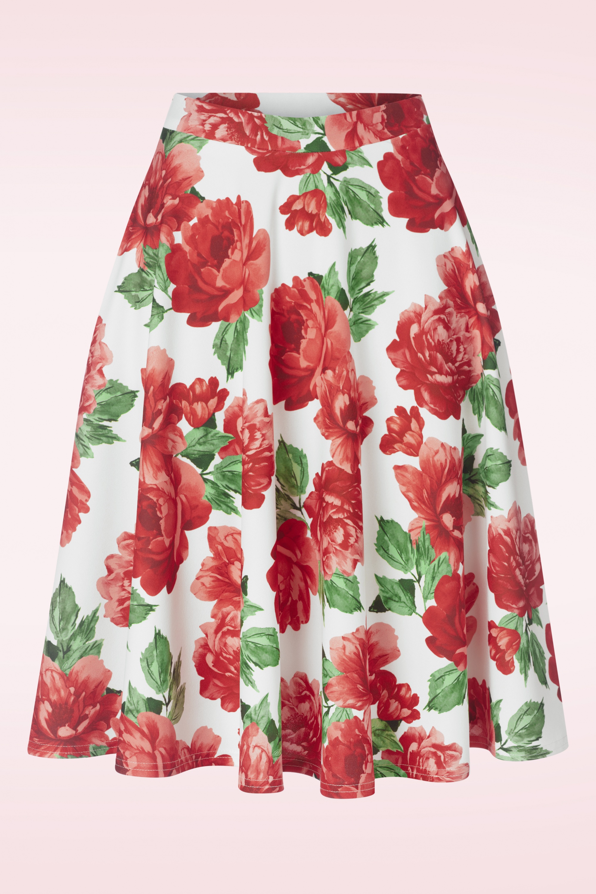 Vintage Chic for Topvintage - Roses swing rok in wit en rood