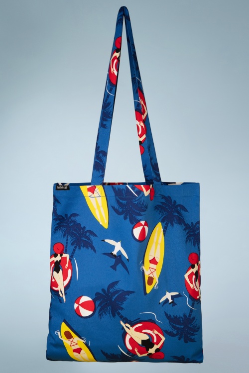 Collectif Clothing - Surfing Tote Bag in Blue 3