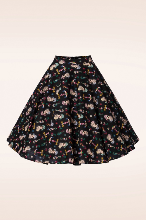 Banned Retro - Anchor Pin Up Swing Skirt in Black 3