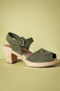 Lotta from Stockholm - Loretta Leather Clogs in Olive