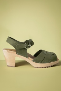 Lotta from Stockholm - Loretta Leather Clogs in Olive 2
