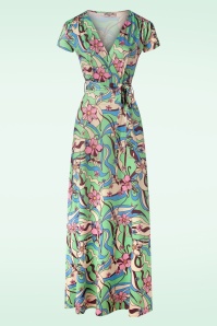 Vintage Chic for Topvintage - Swirly Maxi Dress in Green and Pink 
