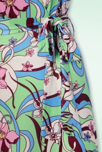 Vintage Chic for Topvintage - Swirly maxi jurk in groen en roze 3
