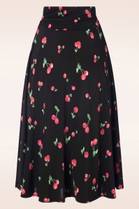 Vintage Chic for Topvintage - Ally Cherry Print Swing Skirt in Black 2