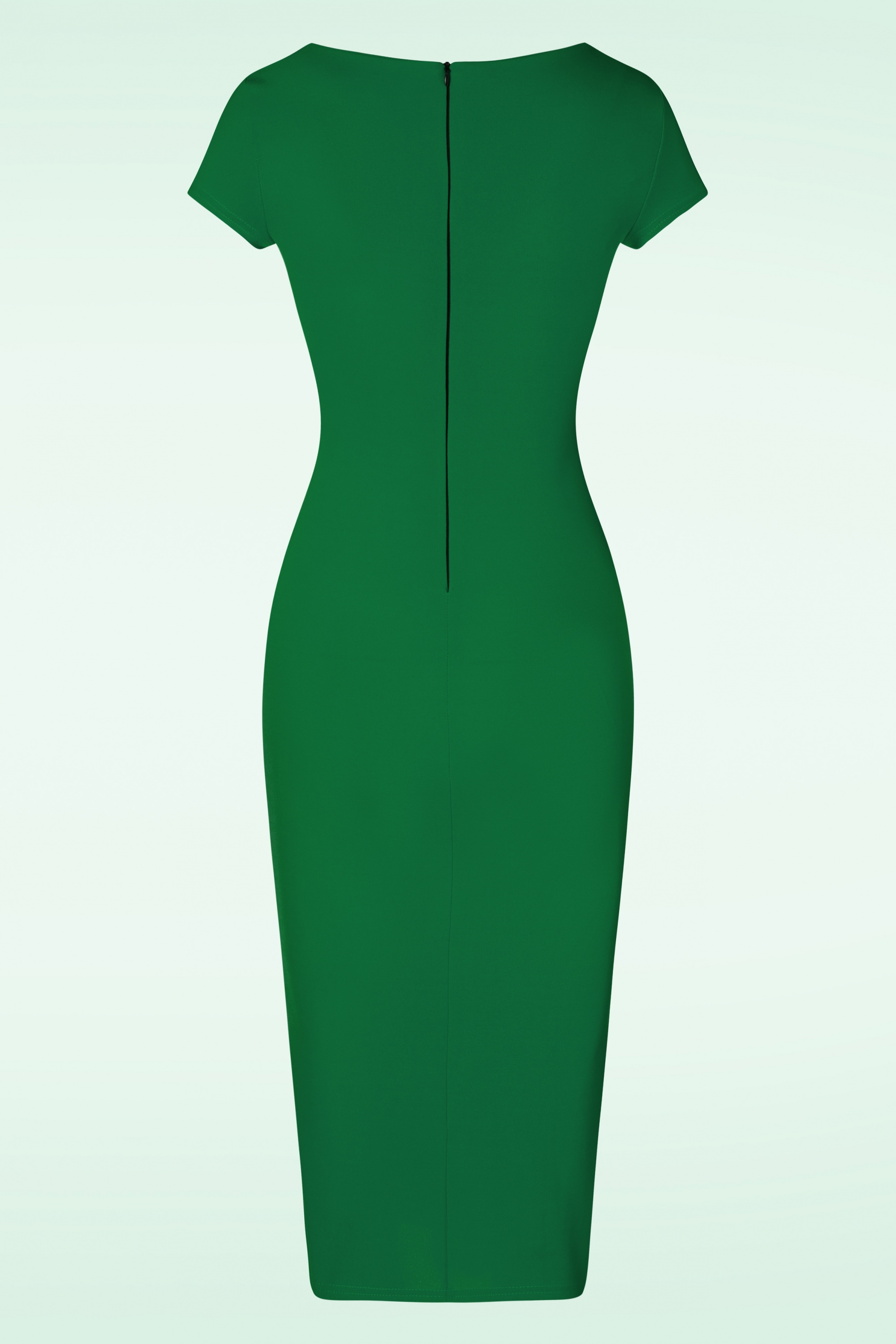 Vintage Chic for Topvintage - Effen jurk in smaragdgroen 2